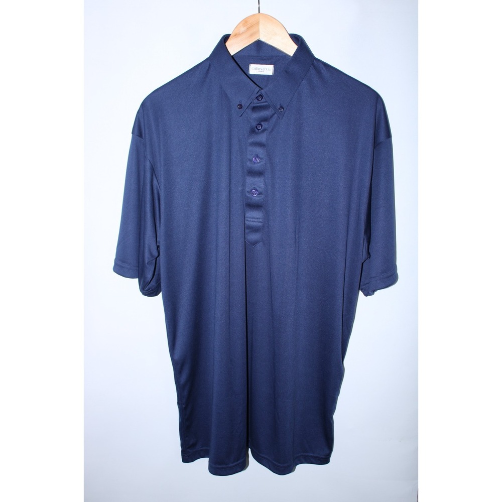 Collars & Co. Men's XL Navy Blue Stretchy Short Sleeve Dress Collar Polo Shirt